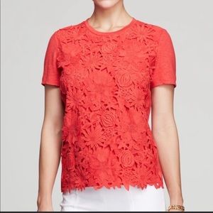 Tory Burch Red floral cutout shirt